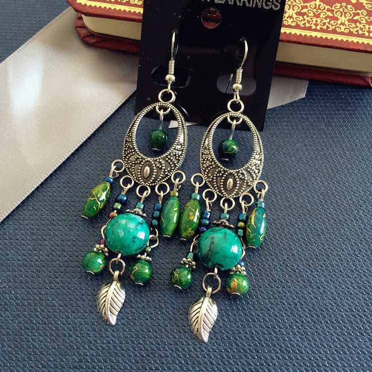 Bohemian Retro Ethnic Style European And American Antique Silver Earrings