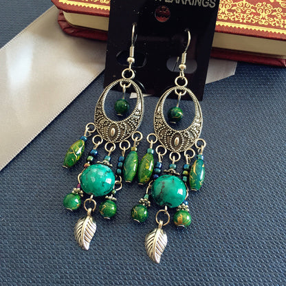 Bohemian Retro Ethnic Style European And American Antique Silver Earrings