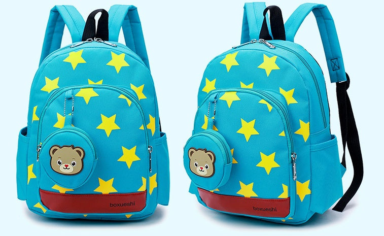 Un petit sac d'école maternelle ours double sac à bandoulière