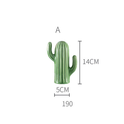 Nordic Style Creative Ceramic Cactus Ornaments Living Room Desktop Decorative Simulation Green Plant Figurine Home Decoration