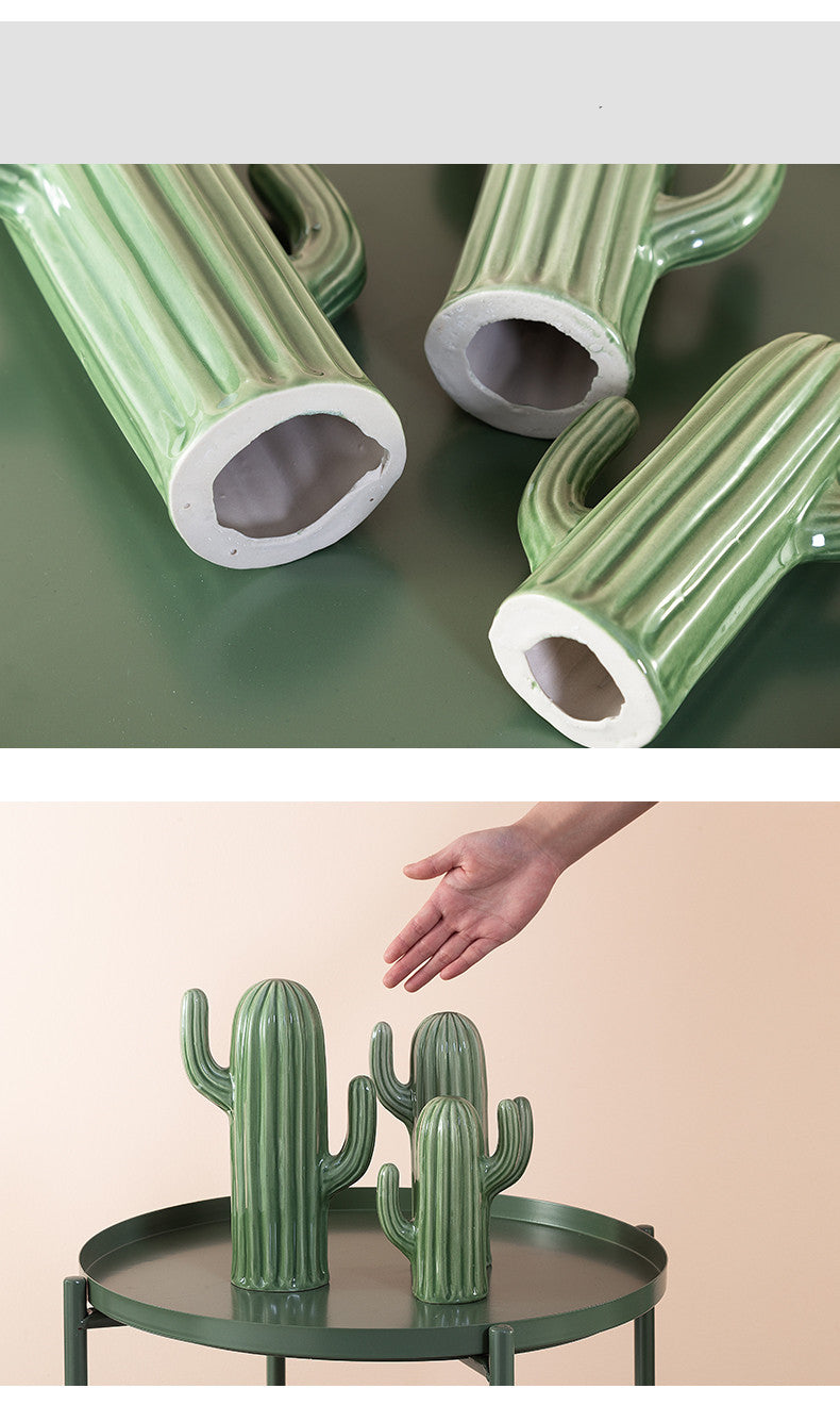 Ornamenti di cactus in ceramica creativi in ​​stile nordico Soggiorno Desktop Simulazione decorativa Figurina di piante verdi Decorazione della casa