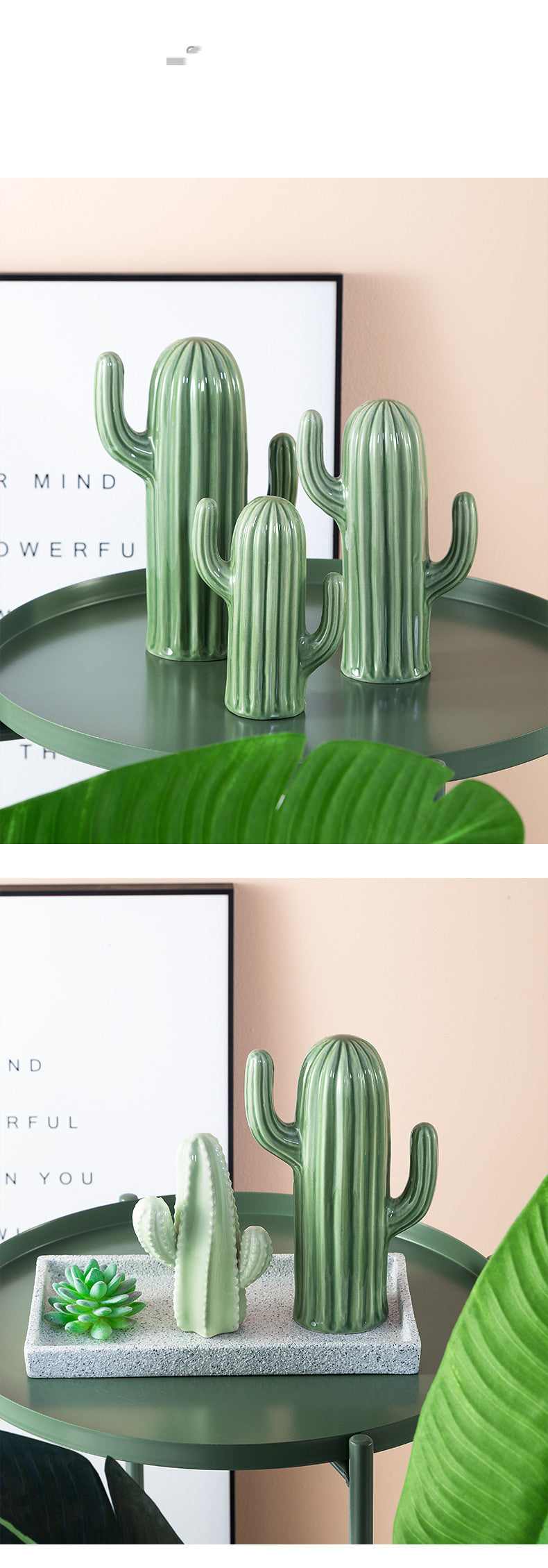 Enfeites de cacto de cerâmica criativo estilo nórdico, sala de estar, desktop, simulação decorativa, estatueta de planta verde, decoração de casa