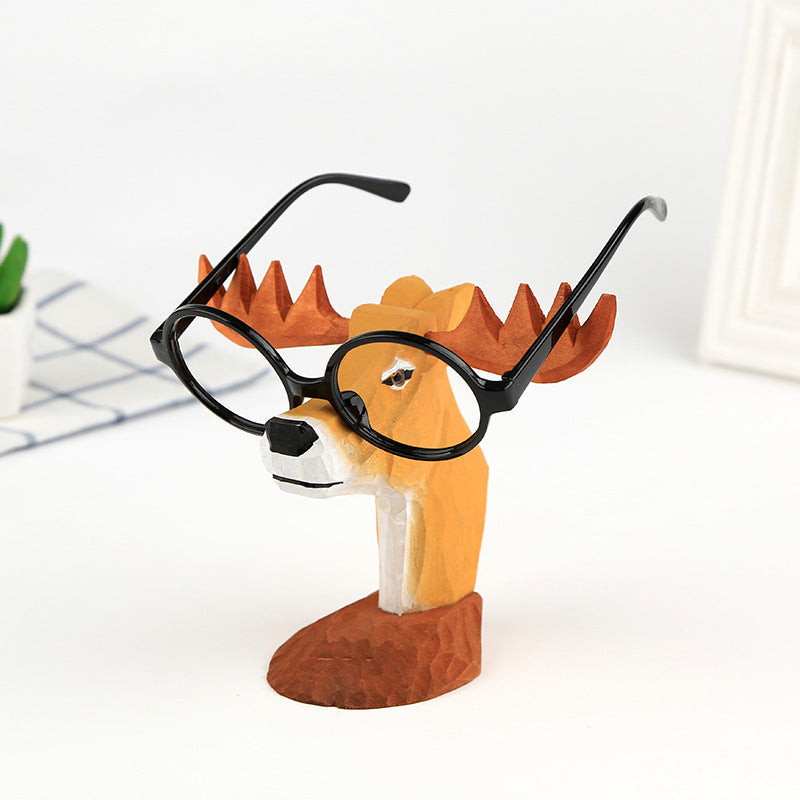 Cadre de lunettes en bois massif pour animaux - Décoration d'intérieur rétro créative