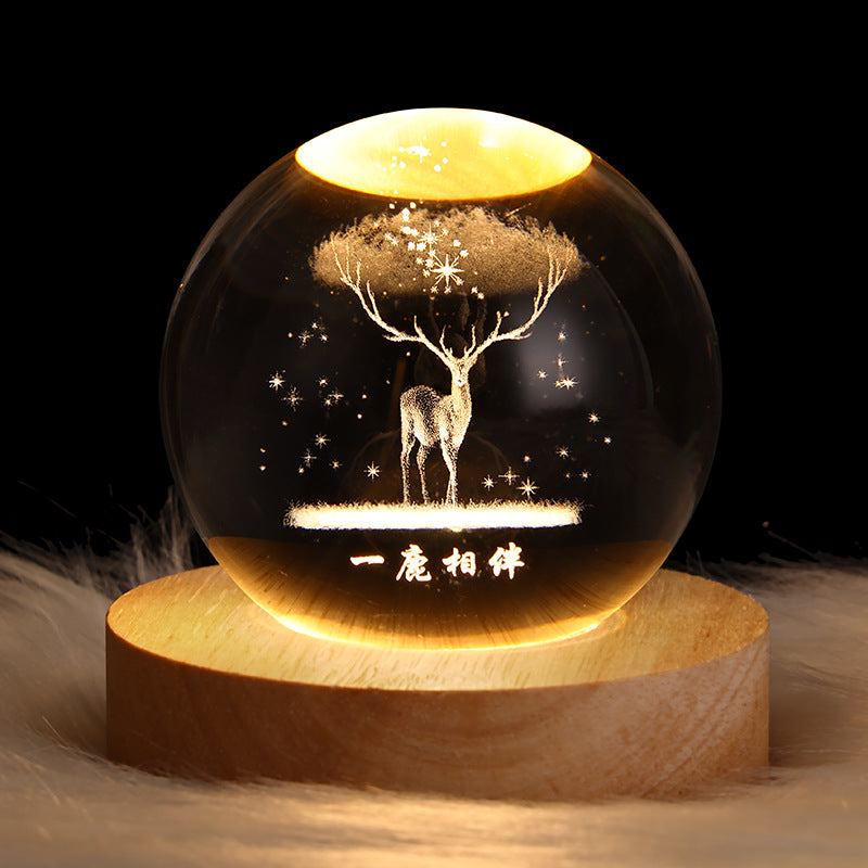 Ciel étoilé lumineux et planètes lune boule de cristal petite lampe de nuit projecteur lumière ambiante cadeau créatif nouveau cadeau étrange