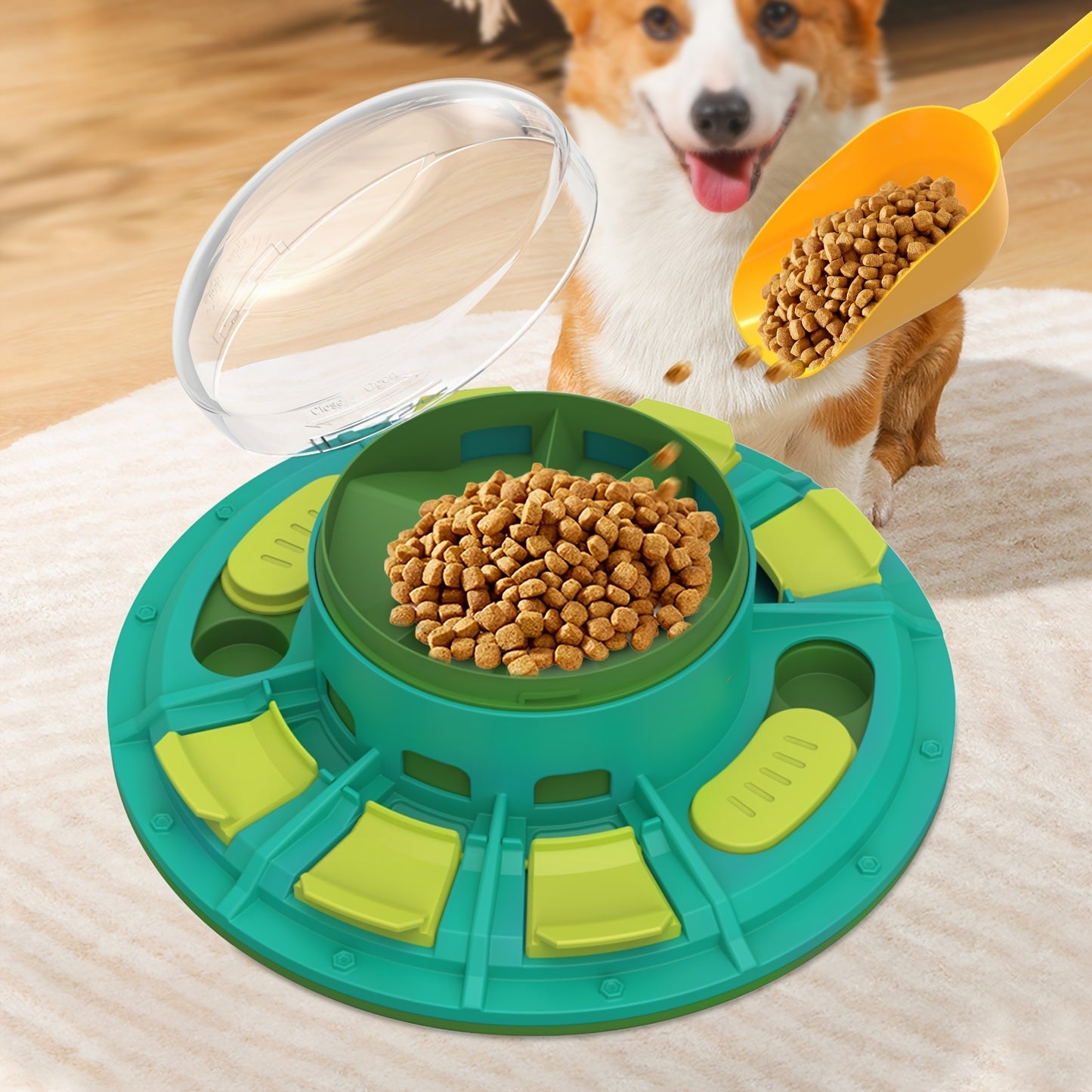 Brinquedo interativo de quebra-cabeça para cães - Melhoria de QI e alimentação lenta, adequado para animais de estimação de todos os tamanhos, jogo de animais de estimação de plástico não elétrico, nutritivo e adequado para dieta