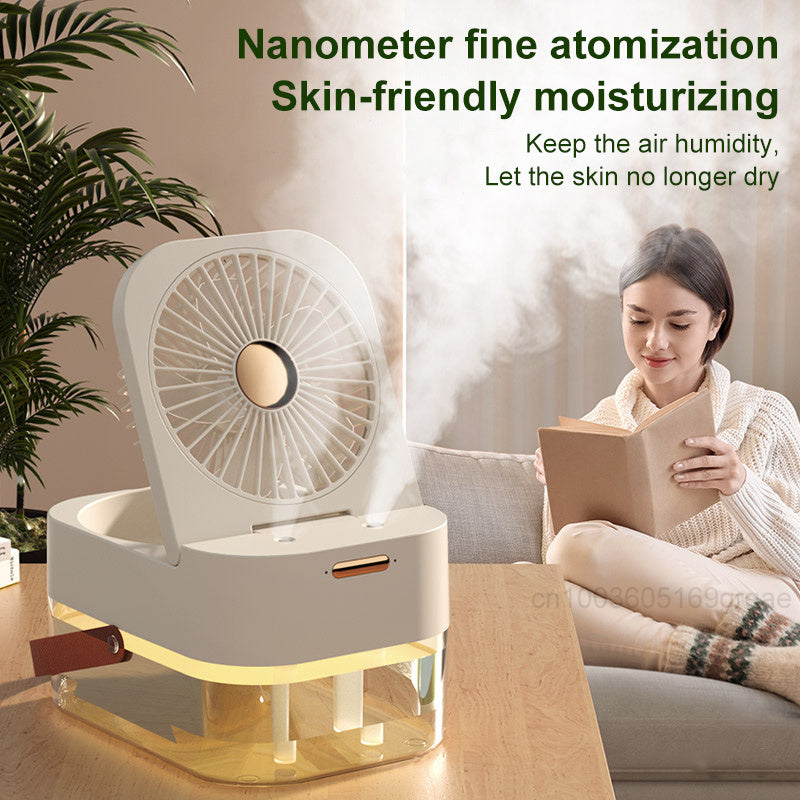 Humidifier Spray Fan: Portable Air Cooler and Night Light