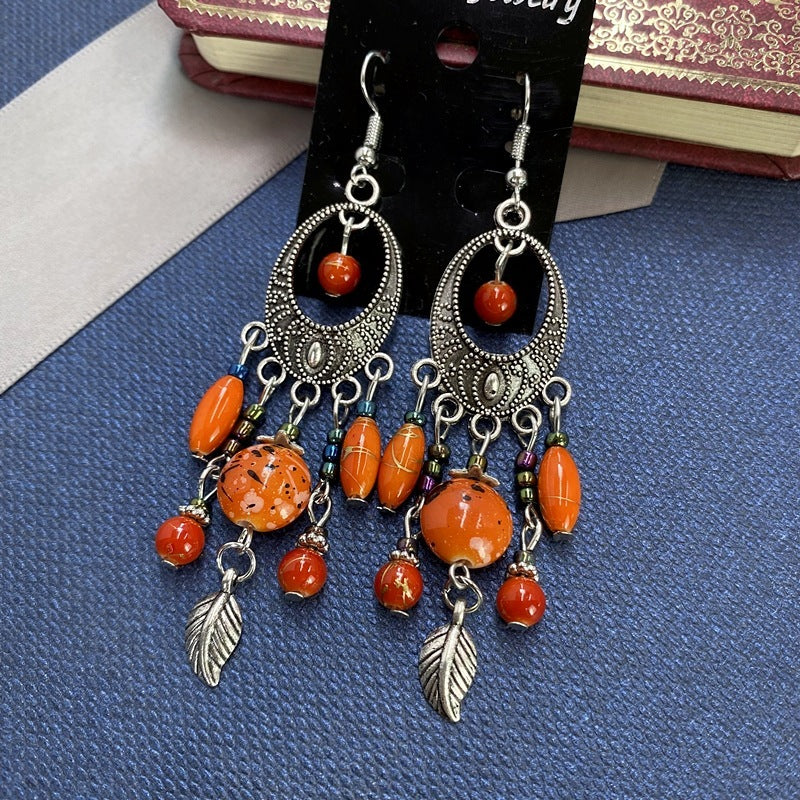 Bohemian Retro Ethnic Style European And American Antique Silver Earrings