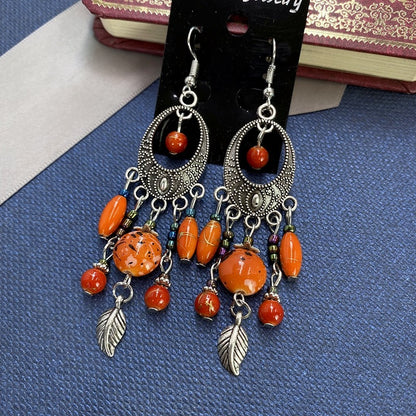 Bohemian Retro Ethnic Style European And American Antique Silver Earrings