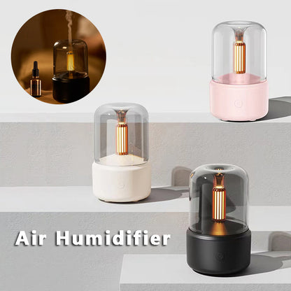 Difusor de aroma à luz de velas - umidificador USB portátil com luz noturna LED