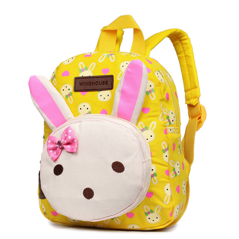 Mochila escolar infantil feita sob medida, lona, ​​coelho, urso, bebê, bebê, bebê e pacote de desenho animado para bebê