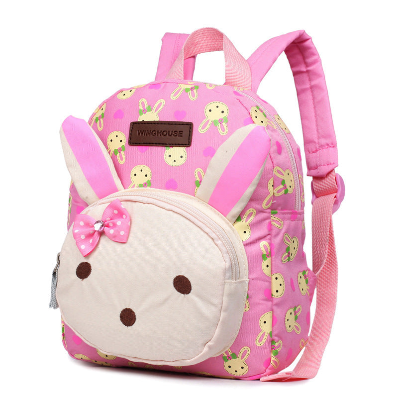 Mochila escolar infantil feita sob medida, lona, ​​coelho, urso, bebê, bebê, bebê e pacote de desenho animado para bebê