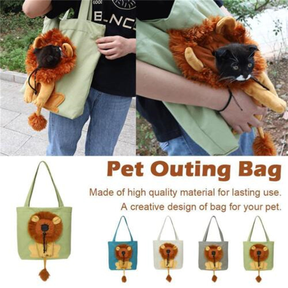 Lion-Themed Soft Pet Carrier – Portable & Breathable Travel Bag for Cats and Small Dogs