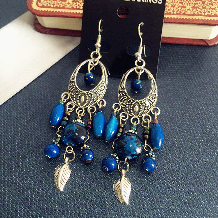 Bohemian Retro Ethnic Style European And American Antique Silver Earrings