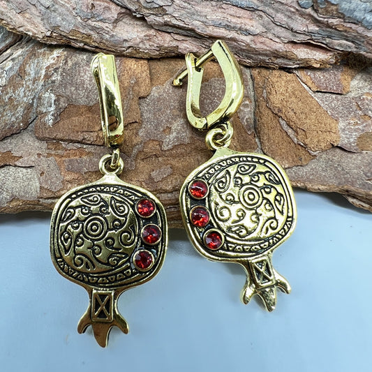 Pomegranate Gold Earrings European And American