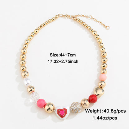 Fashion Original Design Heart Peach Pearl Combination Bracelet Suit