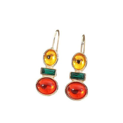 Phnom Penh Inlaid Gem Women's Earrings Simple