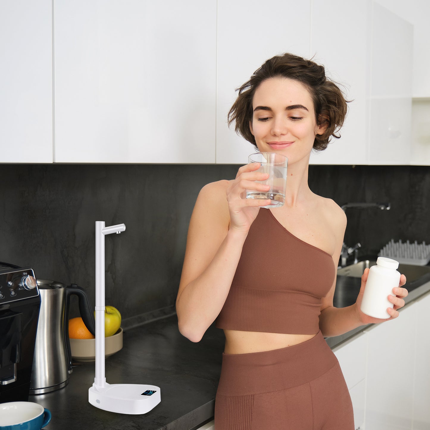 Aggiunto distributore di acqua Tupe di estensione Distributore automatico di acqua ricaricabile da tavolo con bottiglia d'acqua con supporto