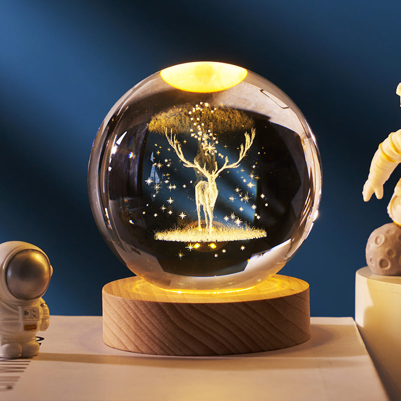 Ciel étoilé lumineux et planètes lune boule de cristal petite lampe de nuit projecteur lumière ambiante cadeau créatif nouveau cadeau étrange