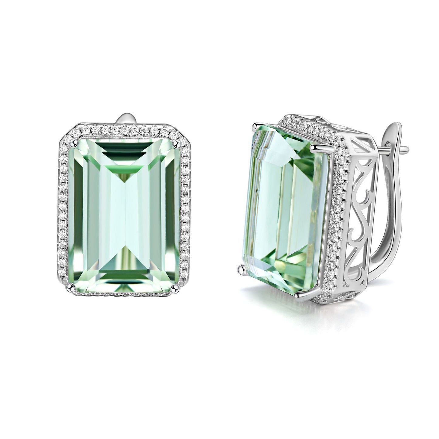 Pendientes lujosos de cristal verde natural | Diseño de moda, plata S925.