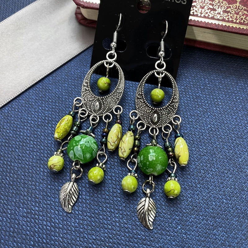 Boucles d'oreilles en argent Antique de Style ethnique rétro bohème européen et américain