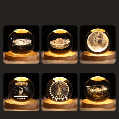 Ciel étoilé lumineux et planètes lune boule de cristal petite lampe de nuit projecteur lumière ambiante cadeau créatif nouveau cadeau étrange