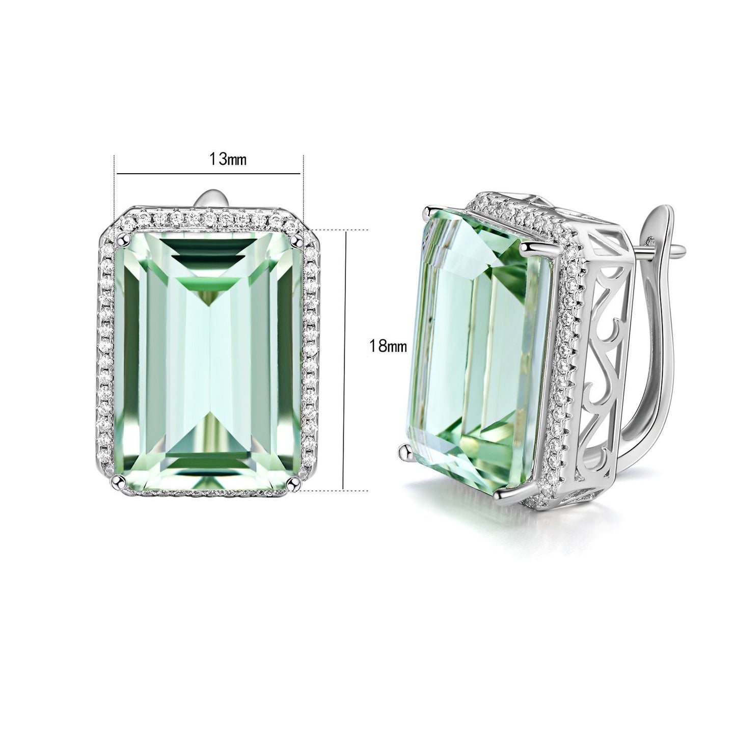 Luxurious Natural Green Crystal Earrings | Fashionable Design, S925 Silver