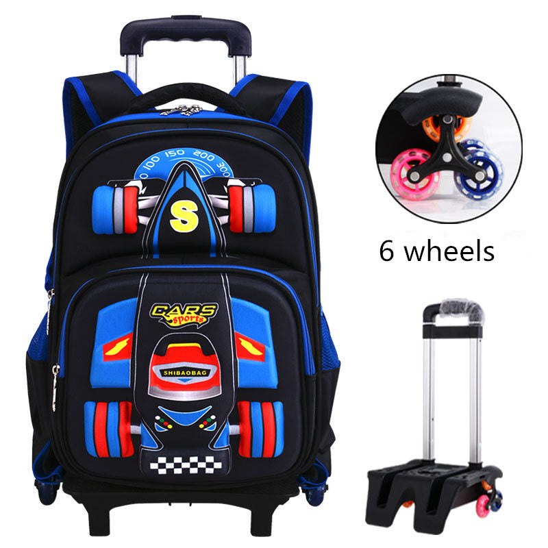 Three-Dimensional Car Boys Primary School Trolley Bag