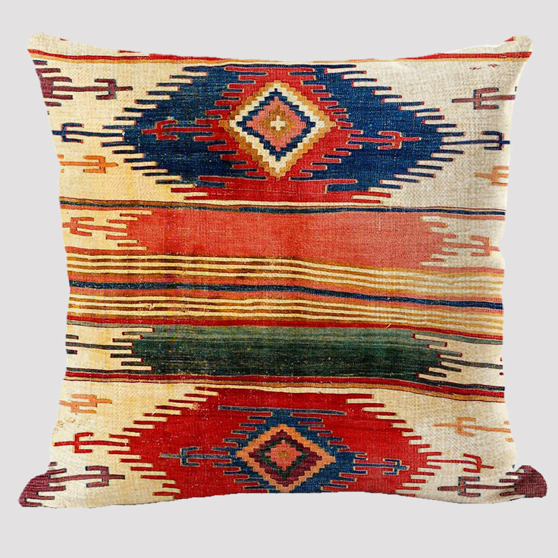 Bohemian Linen Pillow Ethnic Style