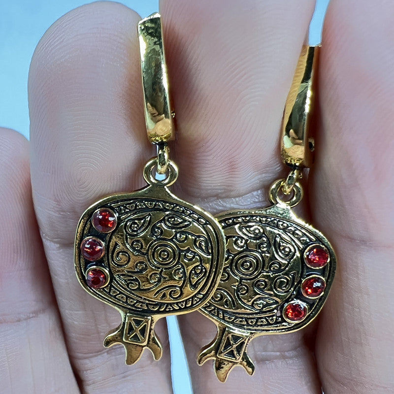 Pomegranate Gold Earrings European And American