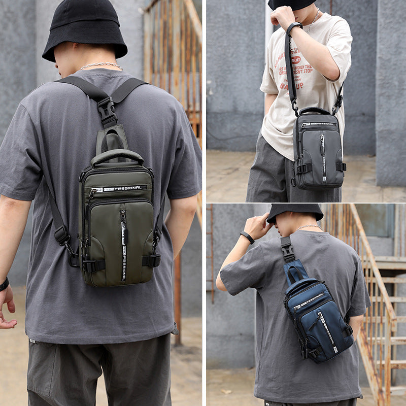 Men’s Multifunctional Crossbody Bag – Waterproof Nylon Chest & Shoulder Backpack