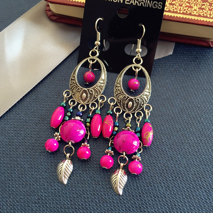 Bohemian Retro Ethnic Style European And American Antique Silver Earrings