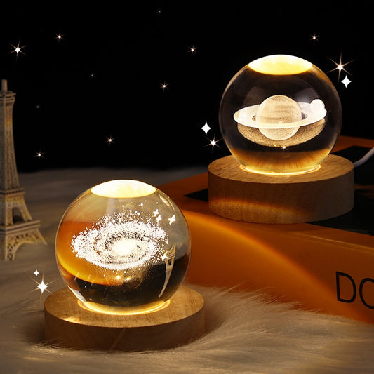 Ciel étoilé lumineux et planètes lune boule de cristal petite lampe de nuit projecteur lumière ambiante cadeau créatif nouveau cadeau étrange