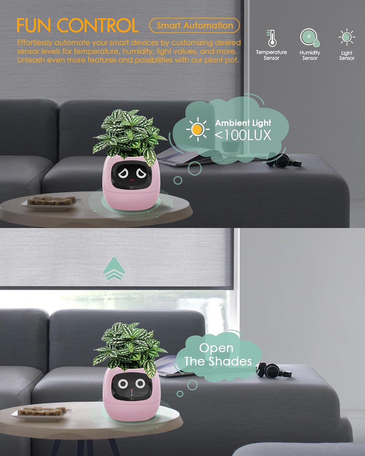 Pot de fleur intelligent – ​​Contrôle de l'expression faciale pour plantes d'intérieur