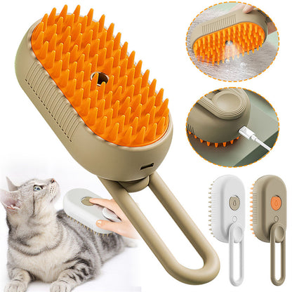 Escova a vapor Cat - Pente elétrico para cuidados com animais de estimação com spray elétrico 3 em 1