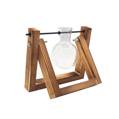 Swing Wooden Stand Hydroponic Plant Container - Glass Vase