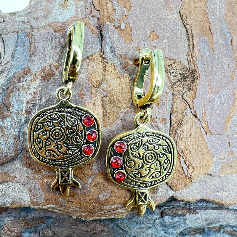 Pomegranate Gold Earrings European And American