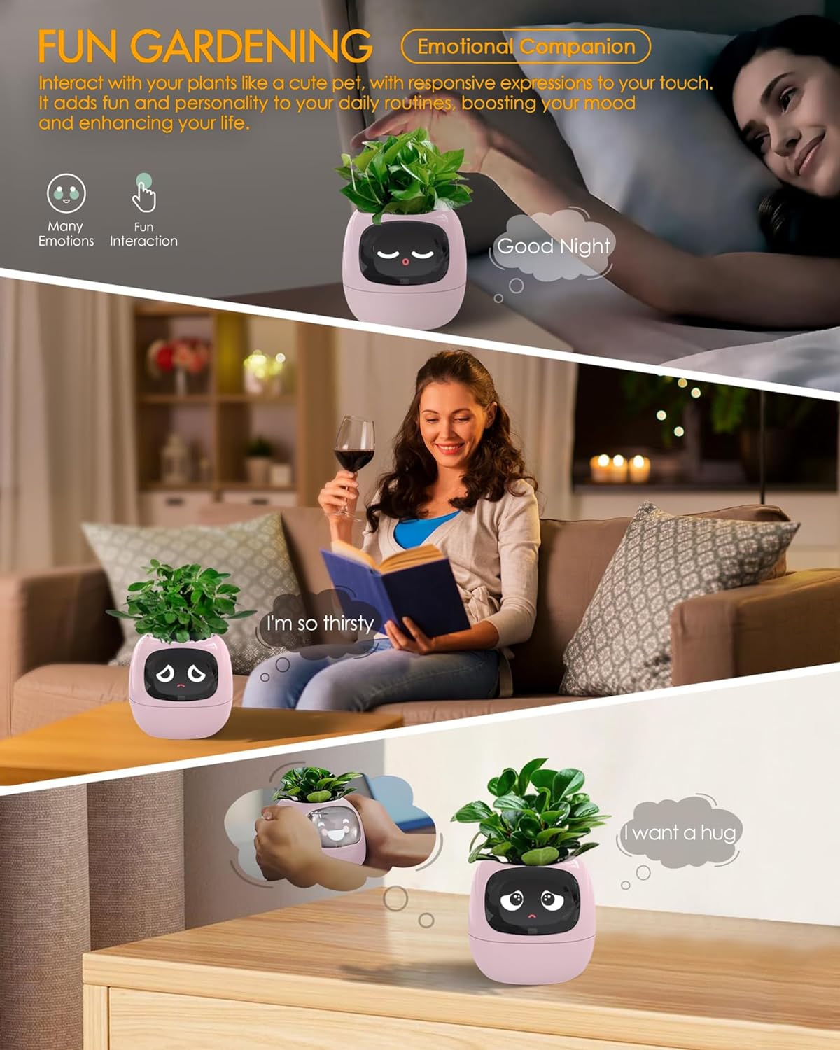 Pot de fleur intelligent – ​​Contrôle de l'expression faciale pour plantes d'intérieur