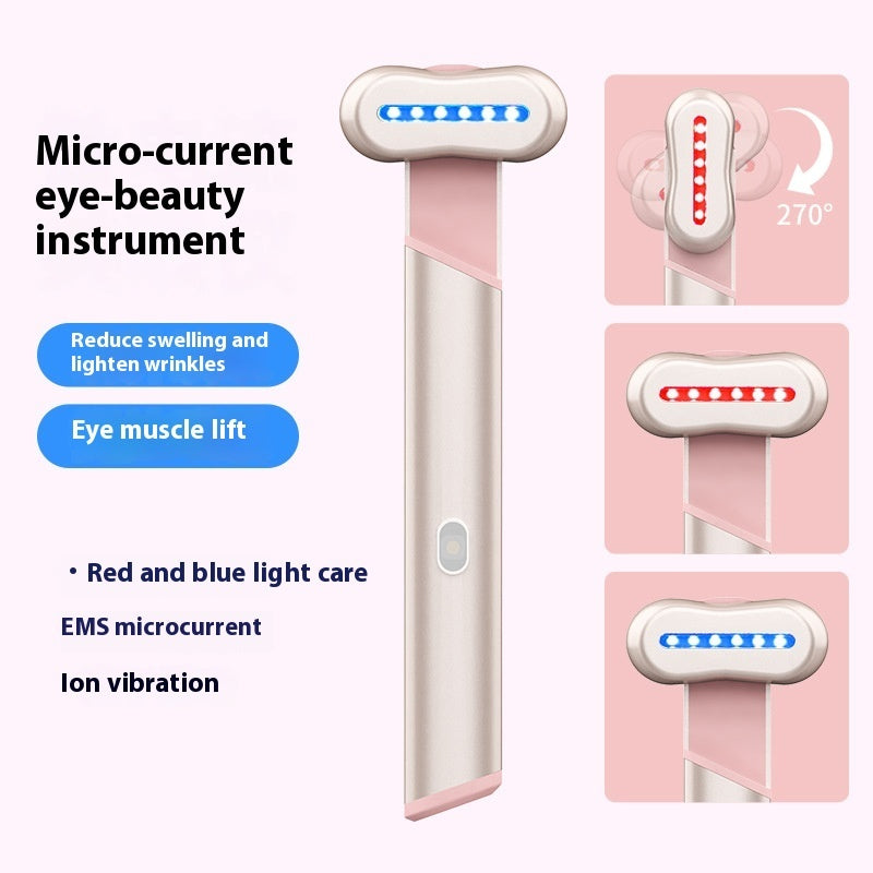 Massageador elétrico para os olhos, luz vermelha e azul, instrumento de embelezamento dos olhos, calor terapêutico, massagem facial