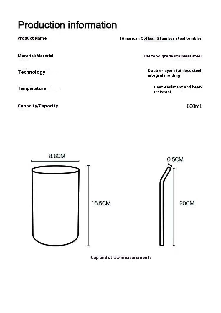 Tasse à café en acier inoxydable 304 américaine à la mode