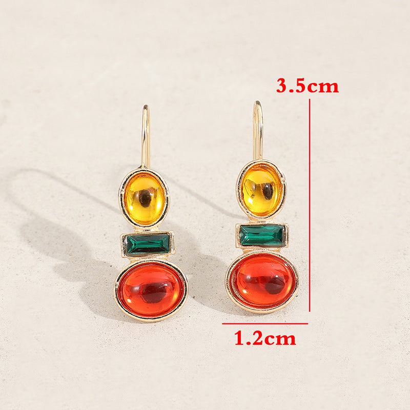 Phnom Penh Inlaid Gem Women's Earrings Simple