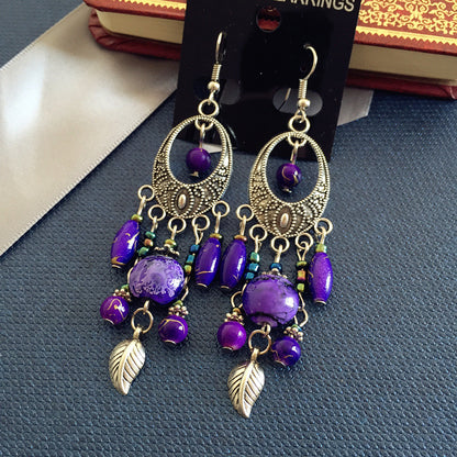 Bohemian Retro Ethnic Style European And American Antique Silver Earrings