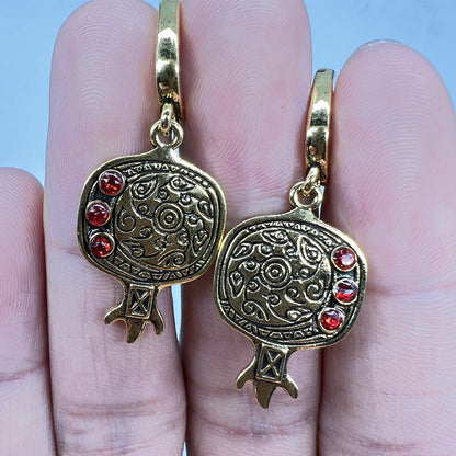 Pomegranate Gold Earrings European And American