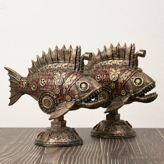 Decorazioni per la casa in rame antico in stile Steampunk retrò con balena nera