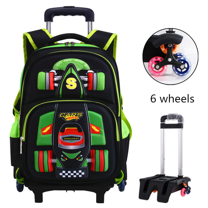 Three-Dimensional Car Boys Primary School Trolley Bag