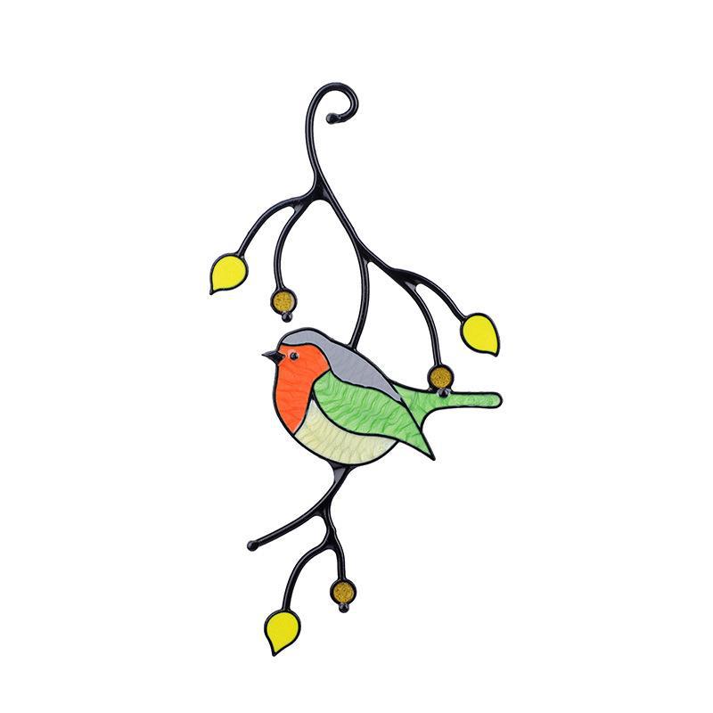 Panneau d’oiseau en vitrail vibrant – Suspension de fenêtre et décoration murale parfaites