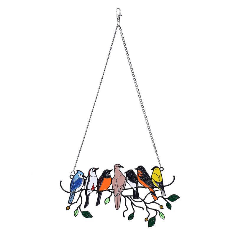 Panneau d’oiseau en vitrail vibrant – Suspension de fenêtre et décoration murale parfaites