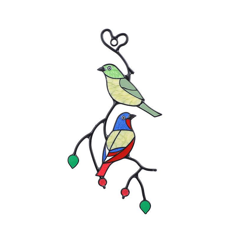 Panneau d’oiseau en vitrail vibrant – Suspension de fenêtre et décoration murale parfaites