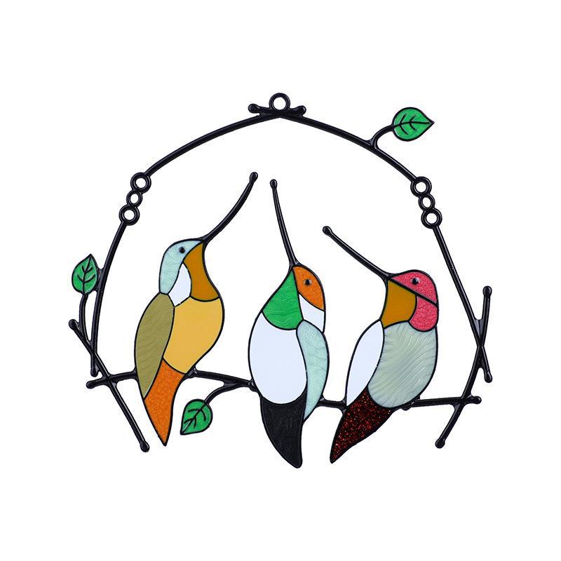 Vibrant Stained Glass Bird Panel – Perfect Window Hanging and Wall Decor