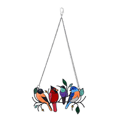 Panneau d’oiseau en vitrail vibrant – Suspension de fenêtre et décoration murale parfaites