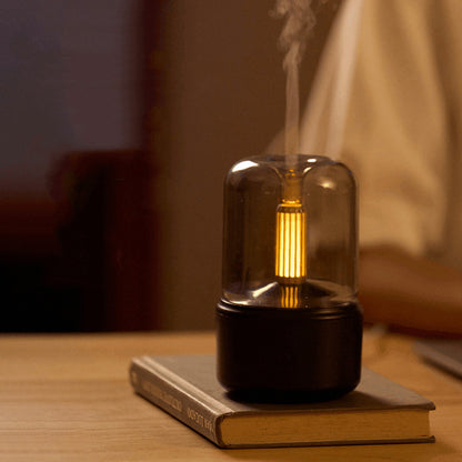 Candlelight Aroma Diffuser - Portable USB Humidifier with LED Night Light